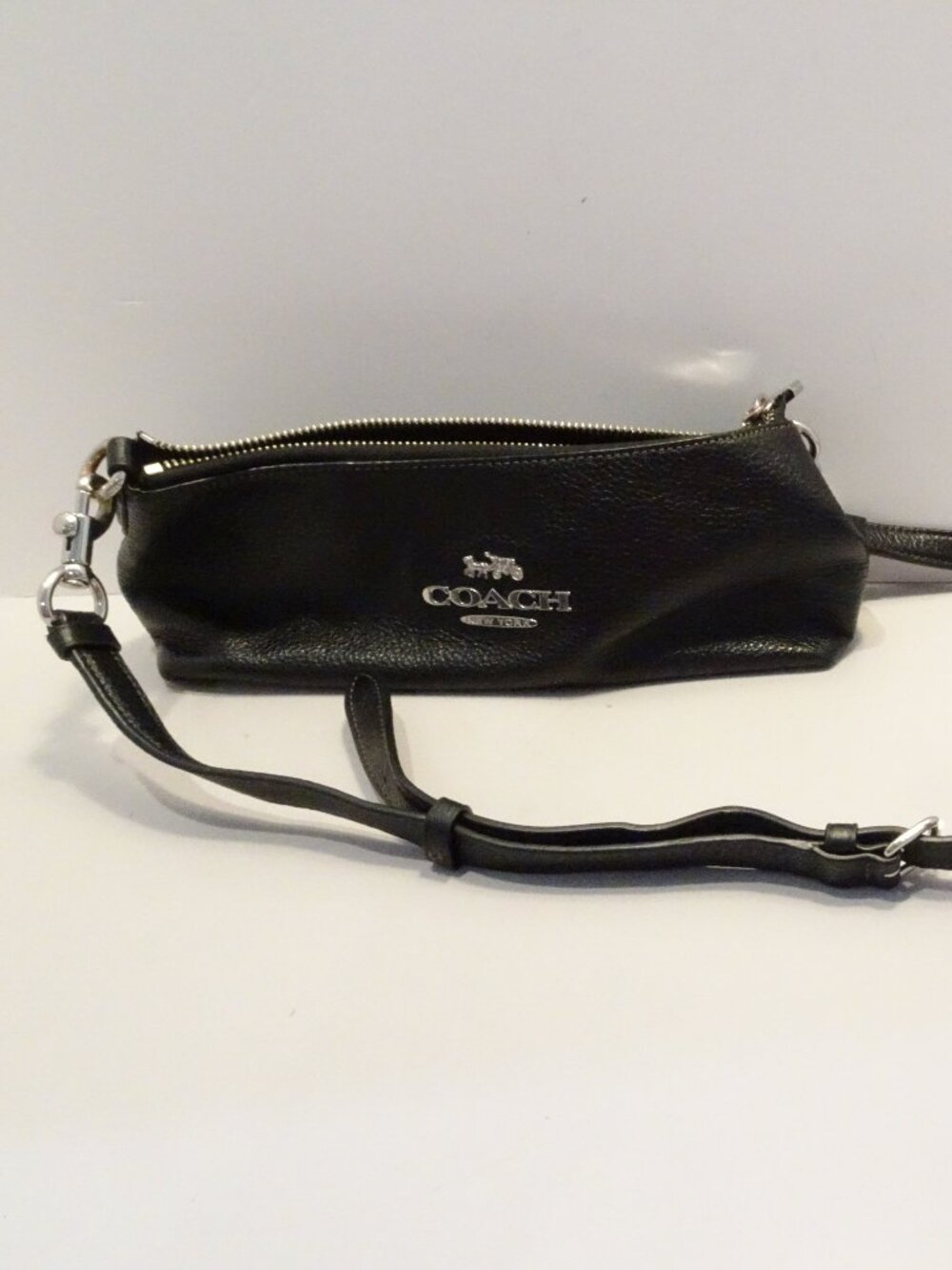 COACH Charlotte Crossbody Shoulder Bag Black Pebble Leather/ Silver Hardware